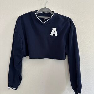 H&M Navy V-Neck Sweater with White Patch